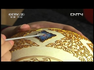 cloisonne enamel jingtailan (cloisonne) on the shell of ostrich eggs tongyao dan - painstaking manual handicraft work