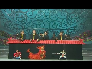 zhang tou muou puppet theater with reed (rod) muou puppets and dui muou puppets - concert number.