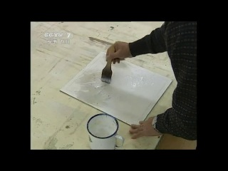 craft volume sand painting - art works from sand, glue, pigments, nature materials and brush.