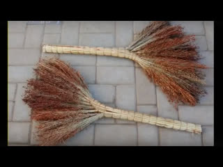 making saozhou brooms from gaoliang sorghum stalks is a traditional craft.