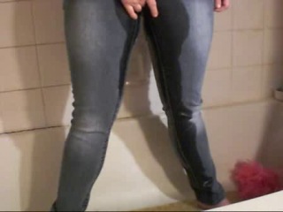 gray jeans in the tub