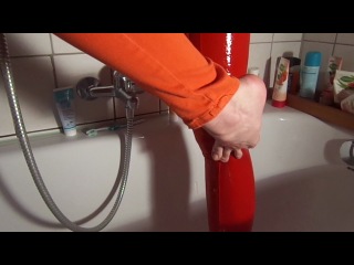 peed in orange jeans)